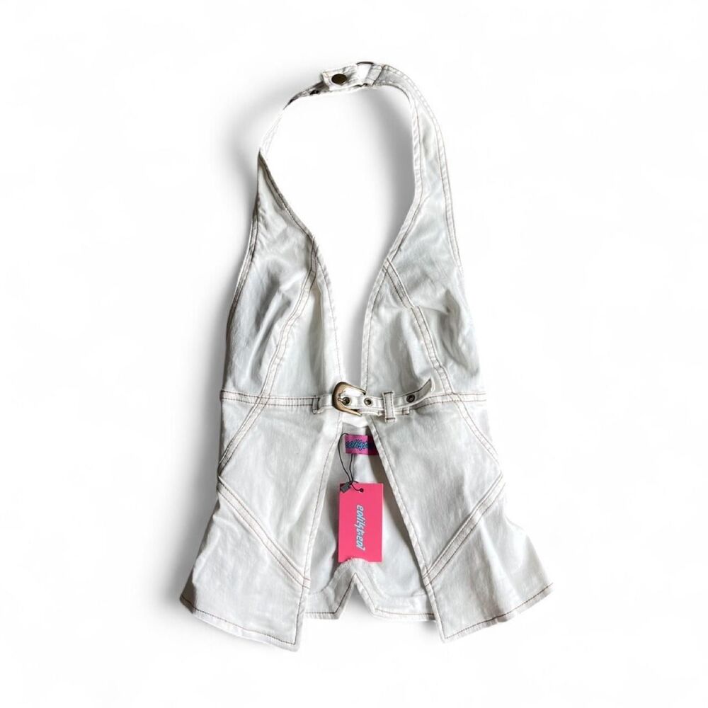 Edikted Women's White and Cream Crop-top